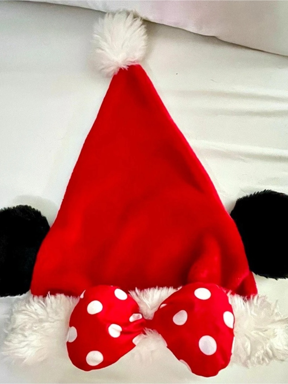 Disney Minnie Mouse Santa Hat with Bow Red & White